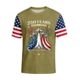 thumbnail image 2 of Men's US 250th Anniversary T-Shirt with Jet Smoke Flag and America Strong Text Featuring Star Spangled Sleeves Army Green L, 2 of 6
