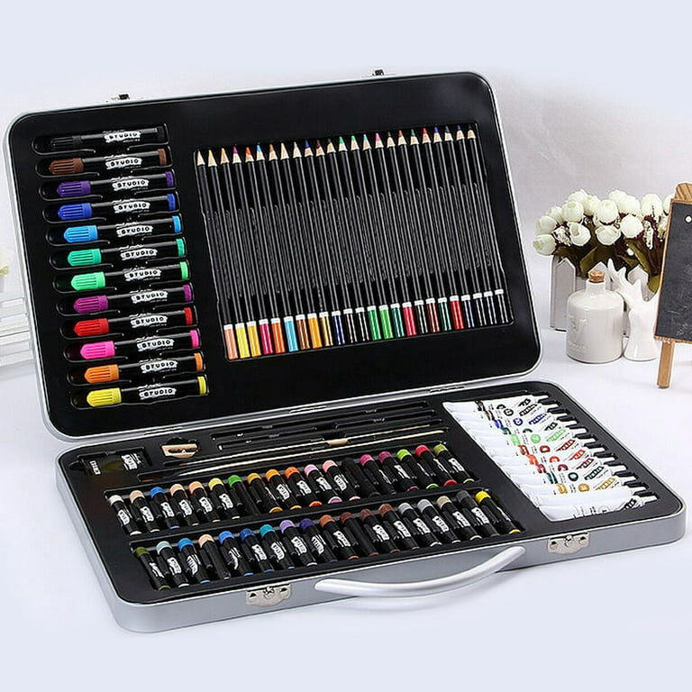 Mont Marte 90 Pieces Studio Mixed Pencils Colouring Set Studio Essentials Painting Art Media Markers Tip