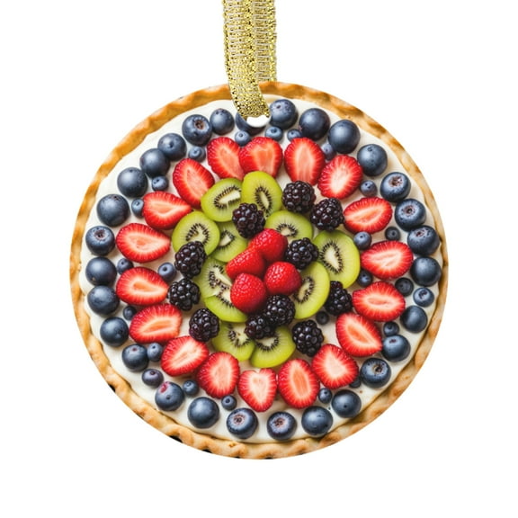 Fruit Tart Delicious French Pastry Food Lovers Foodie Novelty Holiday Christmas Ornament Xmas Tree Gift (Flat Design Printed on Ceramic, NOT 3D)