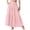 Pink, variant on Paiwinds Women's Summer Double Layer Solid Linen-Look Midi Skirt with Elastic Waist, Soft Flowy Breathable Polyester for Casual Boho