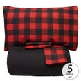 thumbnail image 2 of 5 Piece Buffalo Check Sheet and Comforter set Burgundy Black, 2 of 3
