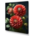 thumbnail image 2 of Designart "Beautiful Blooms of Red Zinnias III" Floral Canvas Wall Art - Traditional Red Flower Living Room Canvas Art, 2 of 6