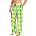 thumbnail image 6 of Cauagu yellow and green houndstooth Mens Pajama Pants Sleep & Lounge Pants,PJ Bottoms with Pockets-Medium, 6 of 6