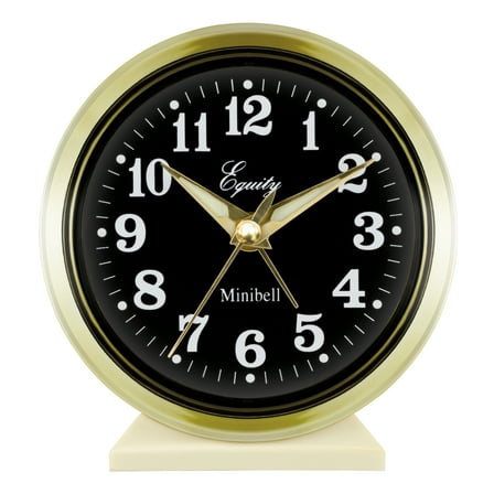 Equity Brass-finished Metal Analog Keywind Alarm Clock,  12020