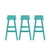 thumbnail image 4 of WestinTrends Malibu HDPE Outdoor Patio 29" Bar Stool Saddle Seat (Set of 3), Turquoise, 4 of 11