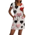 thumbnail image 6 of Women s Casual Valentine Heart Print Dress V Neck Short Sleeve Drawstring Waist with Pockets Soft Comfortable Loungewear Nightgown for Home Daily Wear Multiple Colors, 6 of 6