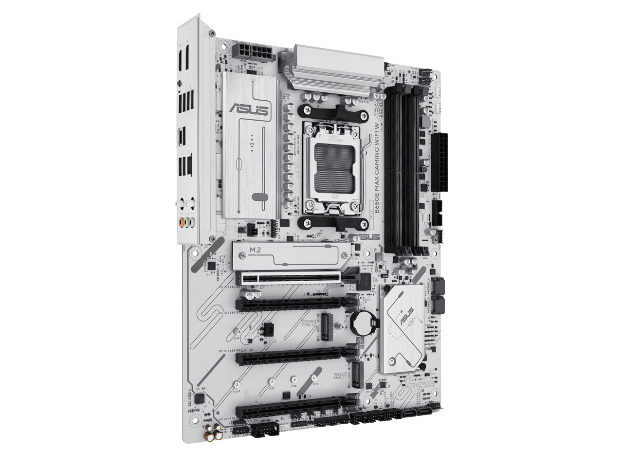 ASUS B650E MAX GAMING WIFI W - AMD B650 AM5, PCIe 5.0, ATX Motherboard, White PCB, DDR5, 3x M.2, Wi-Fi 6E, 2.5Gb LAN, USB 10Gbps Type-C, DisplayPort, HDMI, BIOS FlashBack, Aura Sync, Advanced AI PC