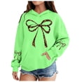 thumbnail image 3 of Leey-World Toddler Girl Hoodie Girl's Bow Cheetah Leopard Hoodies Long Sleeve Pullover Tops Preppy Cute Sweatshirts Hoodies(Green,12-13 Years), 3 of 8