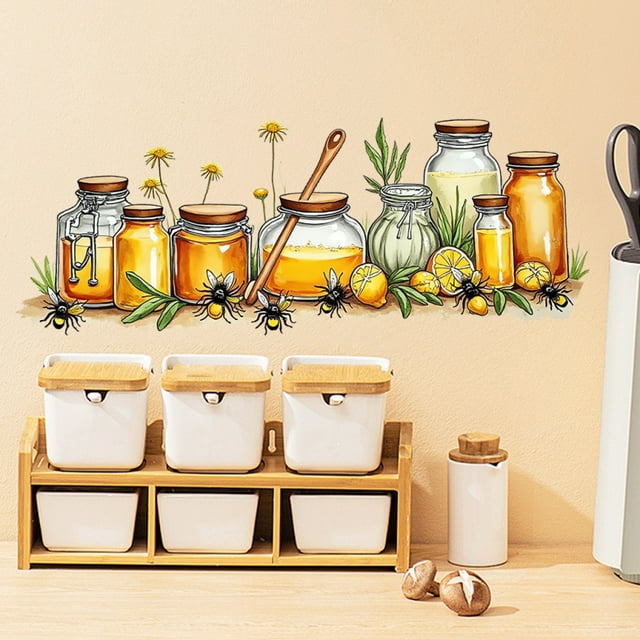 Adhesivos de pared para cocina, diseño de tarro de miel, de PVC