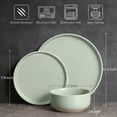 thumbnail image 4 of Vesteel 12-Piece Dinnerware Set, Ceramic Plates and Bowls Set for 4, Speckled Stoneware Dishes Set for Family, Microwave & Dishwasher Safe - Light Green, 4 of 10