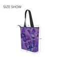 thumbnail image 7 of Zipper canvas bag large capacity large size practical handbag durable Canvas with leather material Shimmering Purple Butterflies, 7 of 7