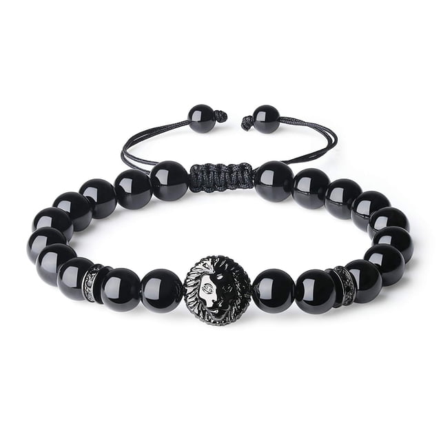 Pulsera COAI Lion Jewelry con cuentas de turmalina negra