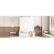 Mintazer Queen Size Murphy Bed with Sofa, Modern Foldable Wall Bed with Cushions for Bedroom Apartment Guest Room, White