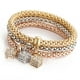 thumbnail image 3 of Pulseras para mujer, regalos para mujer, pulseras multicapa - 3 piezas de oro, plata y oro rosa, pulsera de cadena de maíz para mujer, pulsera elástica en forma de corazón, pulseras de moda, 3 of 3