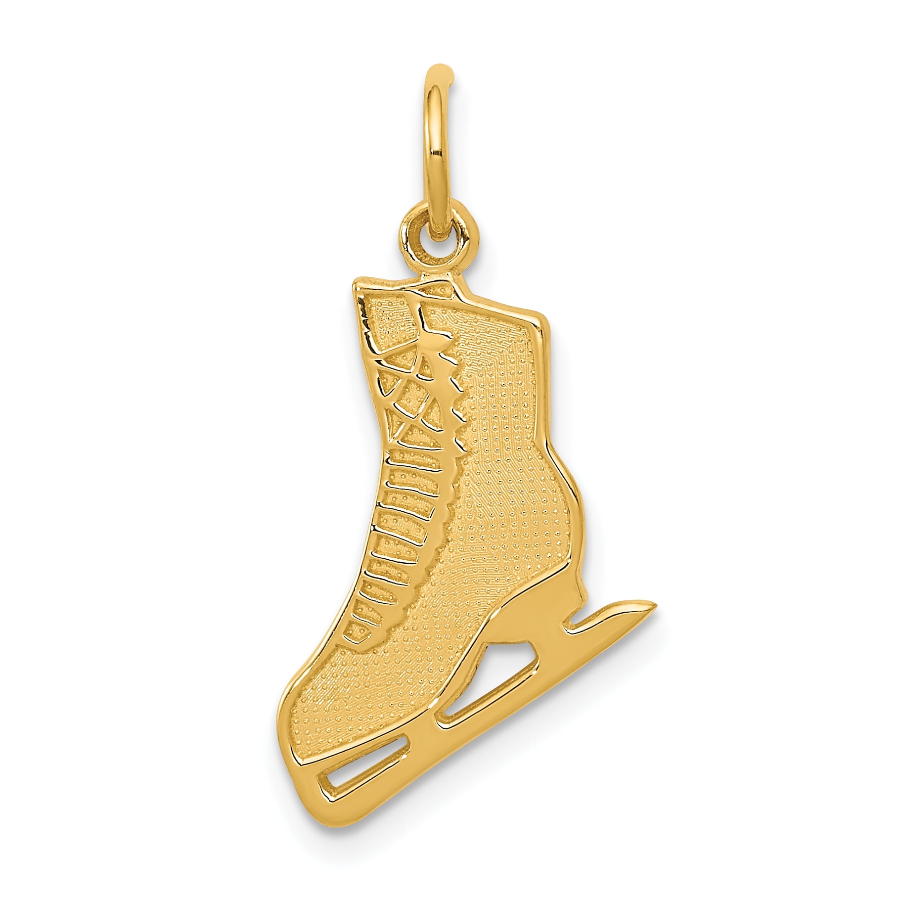 14k Yellow Gold Figure Skate Pendant Charm Sport Ice Skating