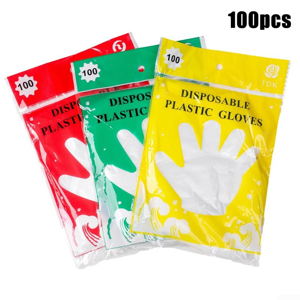 100 Pieces Food Grade Disposable Gloves Transparent Plastic Dining Use 