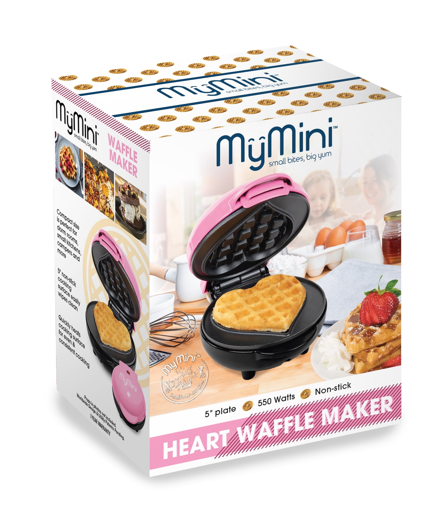 Mueller Double Heart Waffle Maker, Makes 10 Mini Hearts or 2 Large