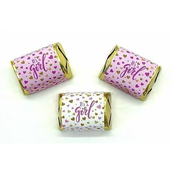 90 It’s a Girl Baby Shower Nuggets Labels, Chocolate Candy Wrapper Stickers, Pink Baby Shower Great for Party Favors Decorations Theme, Made in USA