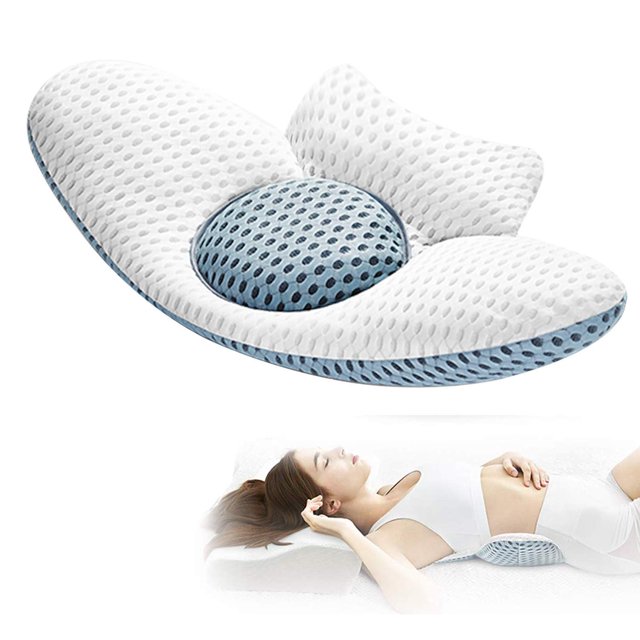 Almohada de apoyo lumbar para dormir, almohada de espalda de malla de aire 3D para cama, almohada lumbar de altura ajustable para aliviar el dolor de espalda baja
