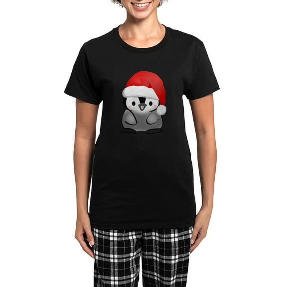 CafePress - Cute Holiday Penguin Women's Dark Pajamas - Women's Short Sleeve Print T-Shirt and Pants Dark Cotton Pajama Set