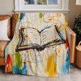 thumbnail image 2 of Flannel Throw Blanket for Couch Sofa Bed, Abstract Open Book Soft Cozy Warm Fuzzy Blanket 50x60in, 2 of 9