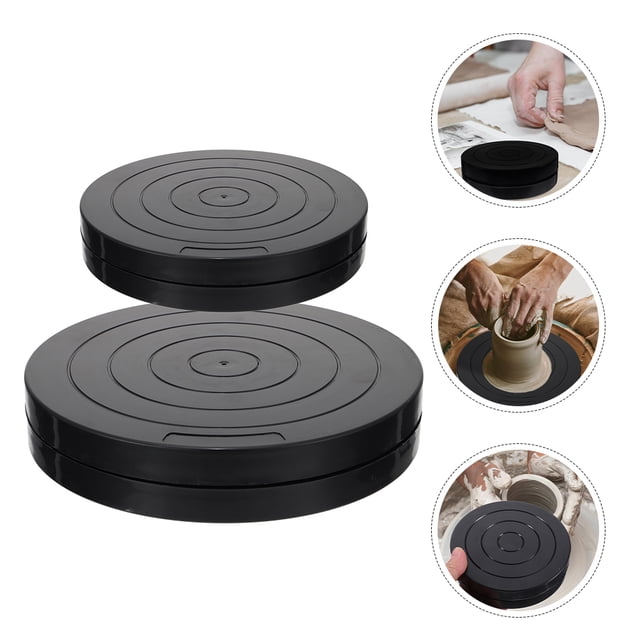 Luxshiny 2 Pcs Outil de Sculpture Base Rotative Plastique Noir Plateforme Ronde Rotative pour Artisans
