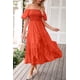 thumbnail image 4 of Vestido PRETTYGARDEN Midi Cuello Cuadrado Mangas Abullonadas Naranja M, 4 of 8