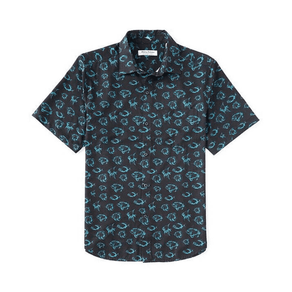 Tommy BahamaIslandZone Coast Pescado Short-Sleeve Woven Shirt, Black, S