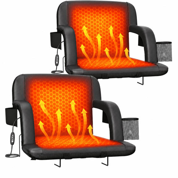 DKMOCO Heated Stadium Seats for Bleachers with Back Support 25inch Extra Wide Cushion Bleacher Seats Foldable Stadium Chair for Outdoor Indoor Sports