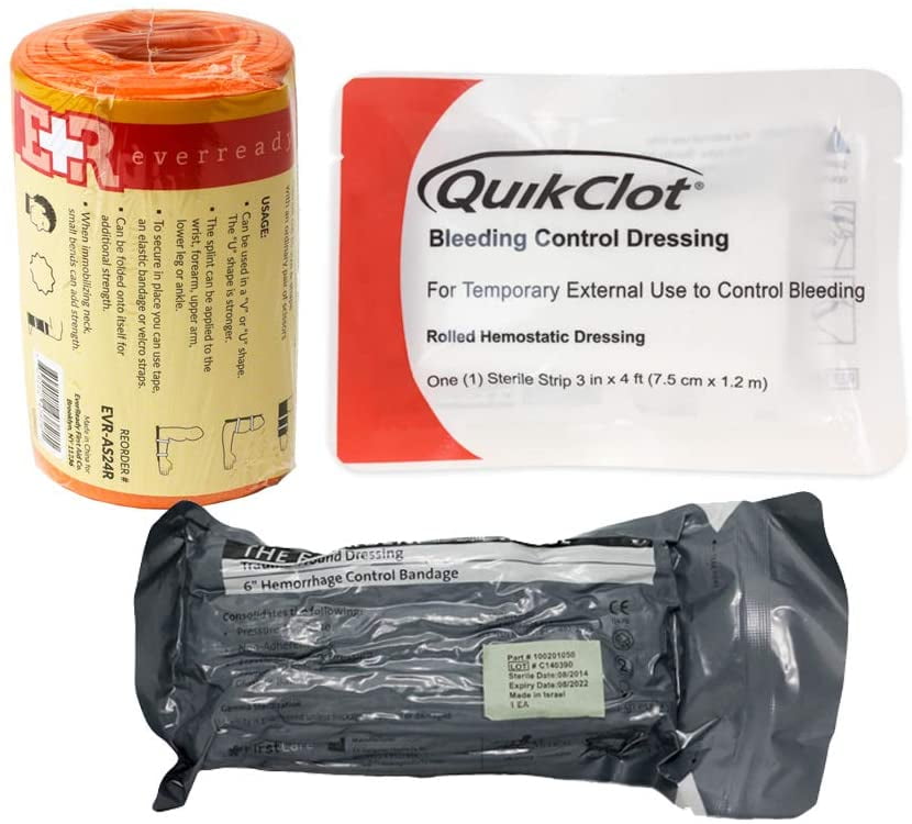 Ever Ready First Aid Combo Pack with Israeli Bandage, Quikclot Clotting