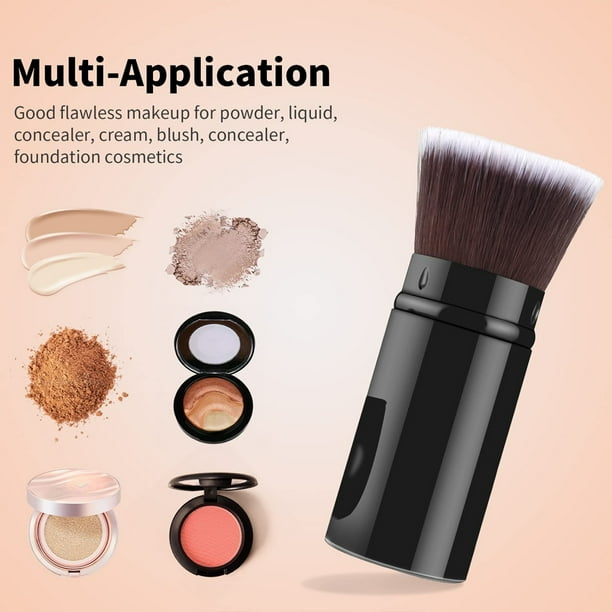 Retractable Foundation Makeup Brushes, Travel Flat head Brush