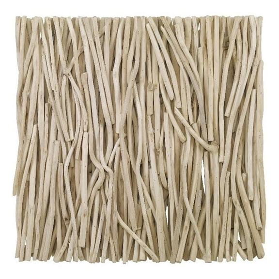 Maklaine Square Transitional Wood Wall Decor in Natural Finish