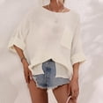 thumbnail image 6 of safuny Women's Trendy Loose Knitted Sweater Clearance Solid Tops Long Sleeve Tees Round Neck Shirts Bust Pocket Vintage Clothing 2024 Fashion Summer White XL, 6 of 9