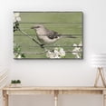 thumbnail image 3 of wall26 Canvas Print Wall Art Grey Bird Sitting on Cherry Blossom Branch Animals Wildlife Wood Panels Photography Rustic Scenic Colorful Multicolor Cool Zen for Living Room, Bedroom, Office - 16", 3 of 5