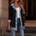 thumbnail image 4 of Women’s Denim Patchwork Cardigan Jacket Long Sleeve Button Down Lapel Casual Outerwear with Pockets, 4 of 5