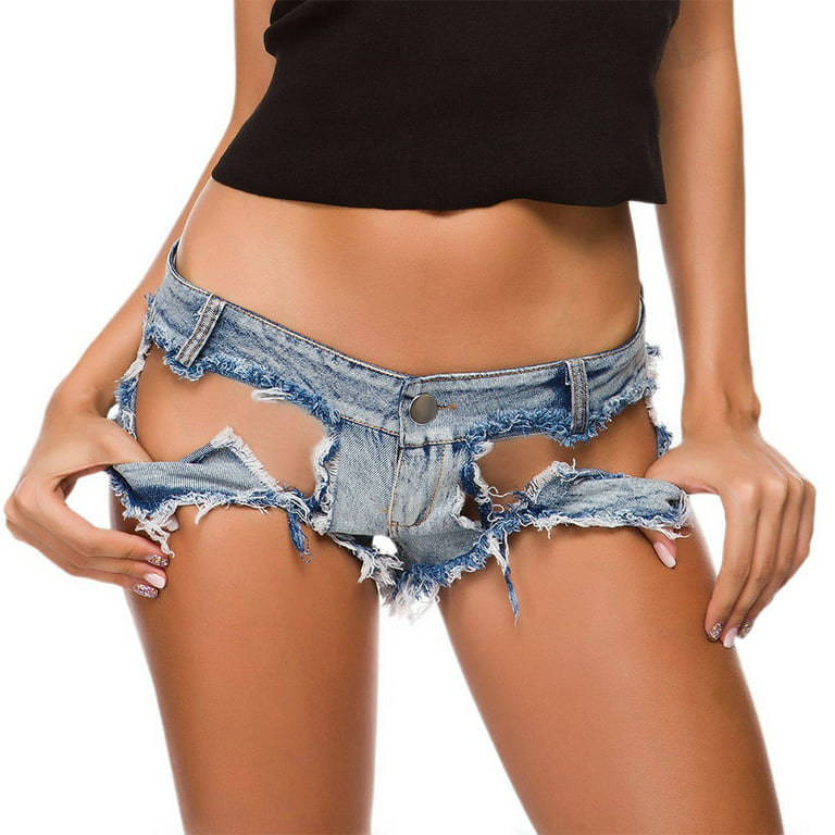 Summer Women Sexy Mini Hot Pants Jeans Micro Shorts Low Waist Big Hole  Clubwear 
