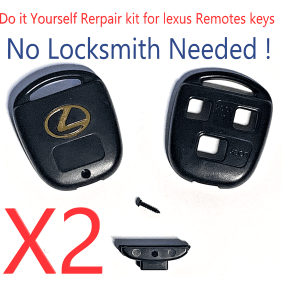 VLS Lexus & Toyota 3 Button Remote Head Key Shell Repair Kit, Set of 2
