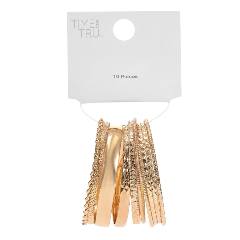 Time and Tru Gold-Tone Textured Bangle Bracelets Set, 10  display picture 1
