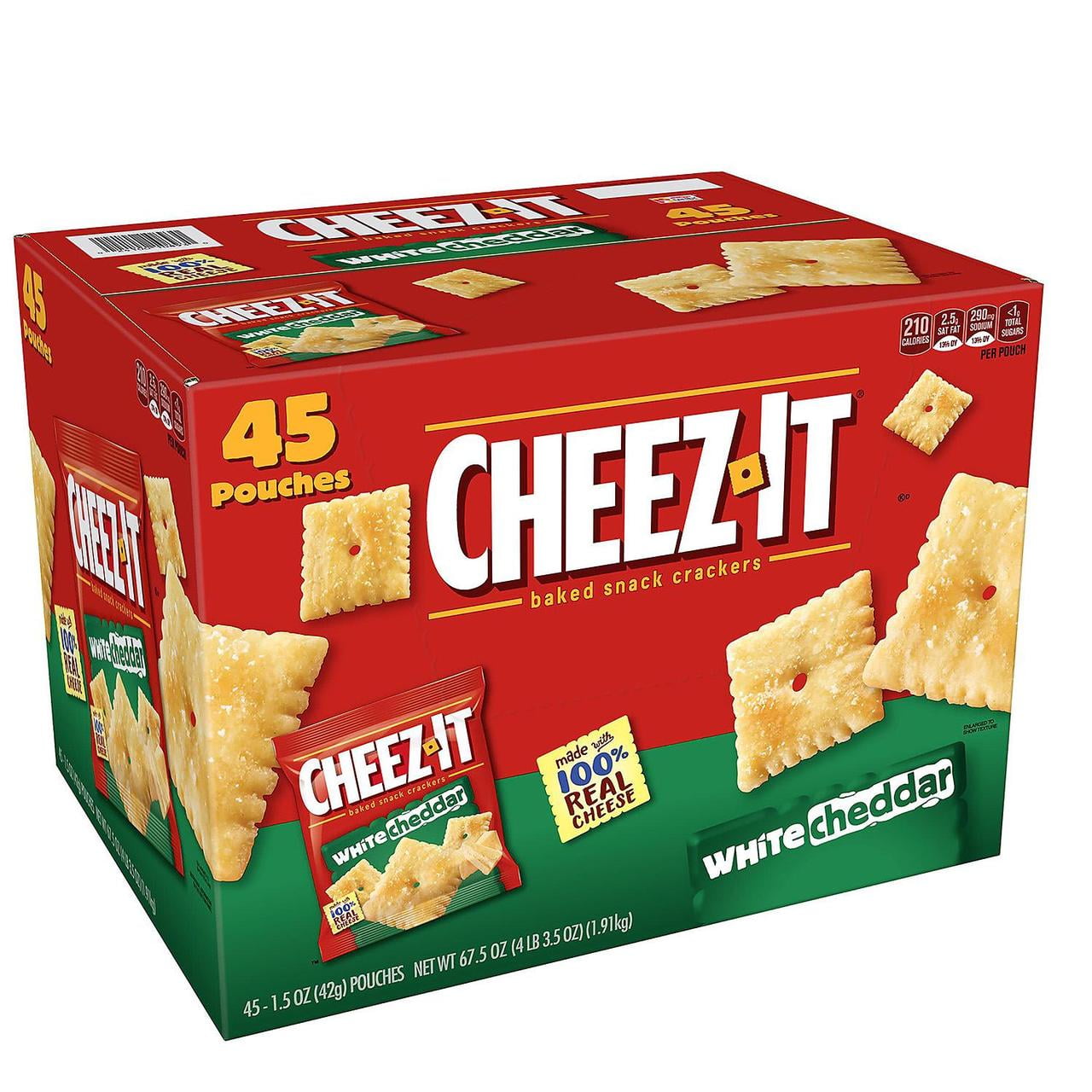 CheezIt White Cheddar Snack Packs 45 Pouches, 1.5oz ea