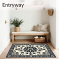 thumbnail image 3 of ODIKA 4'x6' Machine Washable Non-Slip Area Rug, Vintage Floral Medallion Oushak Heritage Artisan Handwoven High Traffic Rug, Black, 469810, 3 of 7