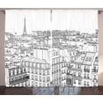 thumbnail image 2 of Paris Curtains Architecture Theme Design Illustration of Roofs in Paris and Eiffel Tower Print Living Room Bed, 2 of 4