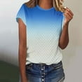 thumbnail image 3 of TKLPEHG Dressy Tops for Women Fashion Loose Going Out Tops Round Neck Eyelet Tshirts Short Sleeve T Shirts Lightweight Summer Gradient Color Graphic Tee Casual Blouse(Blue,L), 3 of 4
