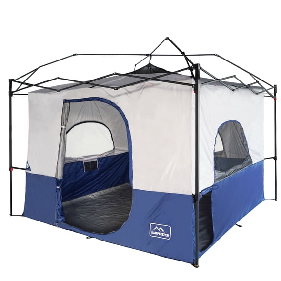 KAMPKEEPER Camping Inner Tent for Pop Up Canopy, Converts 10'x10' Straight Leg Canopy into Camping Tent, with 1 Dog Hole–Fully Vented Roof(TOP & Frame NOT Included), Navy Blue