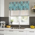 thumbnail image 4 of 2 Pack Valances for Window, Retro Middle Century Short Curtains for Kitchen Bedroom Living Room, Rustic Bohemia Style Aztec Blue Rod Pocket Small Window Treatment Valance Drapes 60 x 18 Inch, 4 of 8