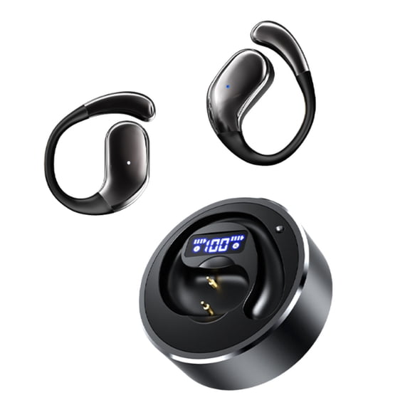 Open Ear Headphones Wireless, Secure Fit for Running Sports, Bluetooth 5.3 Sweatproof Headset with Microphone, Pain-Free Comfort Design for Gym Workouts, Music and Calls
