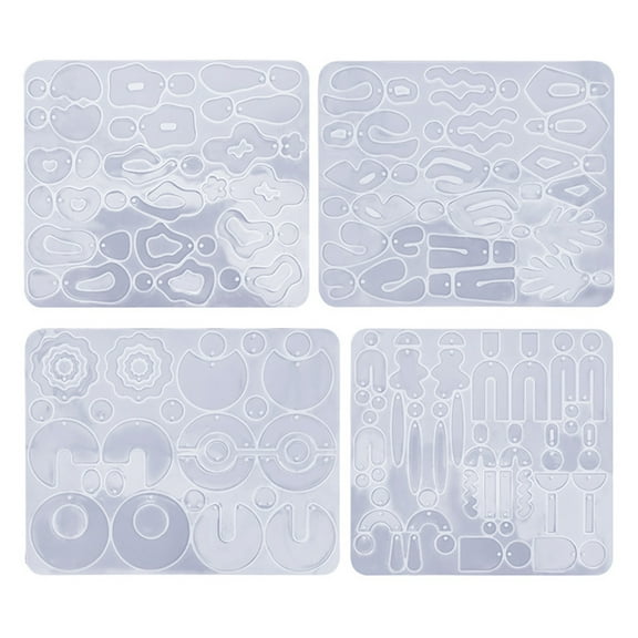 COOLHOOD 4Pcs/set Crystal Silicone Earrings Mold Set Crystal Epoxy Resin Casting Molds Irregular Ear Rings Mould for Pendants