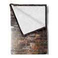 thumbnail image 2 of Brick Wall Soft Flannel Fleece Blanket, Dark Cracked Bricks and Ceiling Urban Lifestyle Building Modern City Theme Image, Cozy Plush for Indoor and Outdoor Use, 70" x 90", Black Red, by Ambesonne, 2 of 5