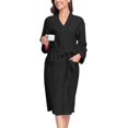 thumbnail image 4 of Long Sleeve Robe for Women Fuzzy Loungewear Oversized Warm Women's Robes Bath Womens Bathrobe Black, 4 of 9