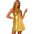 thumbnail image 1 of Vestido sin Mangas para Mujer Vestido de Discoteca de Fiesta Oro S, 1 of 6