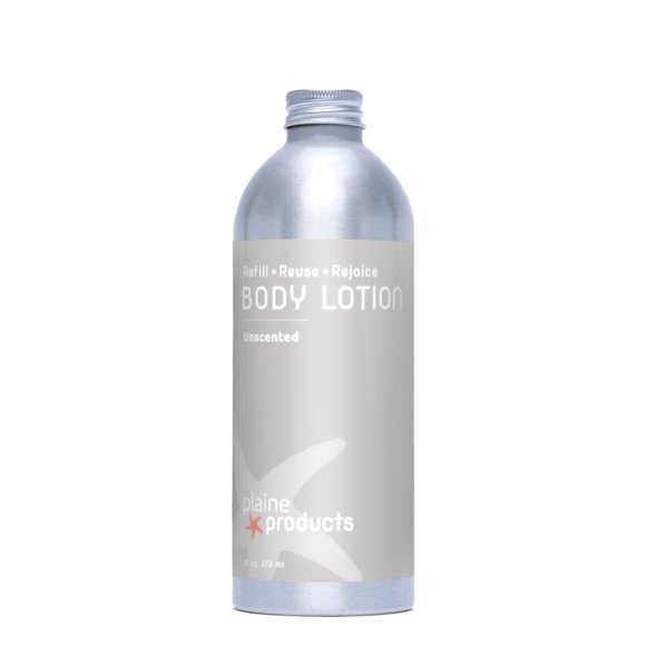 Loción corporal recargable Plaine Products: sin perfume, 16 oz (recambio (sin bomba))